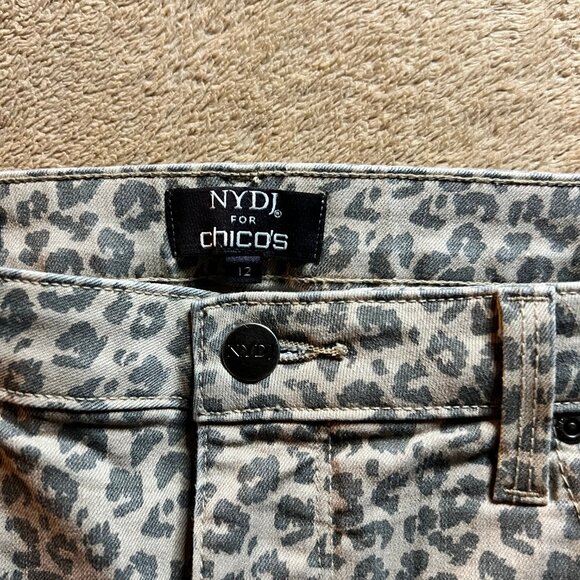 NYDJ Chico's Women 12‎ Skinny Ankle Jeans Jegging Lift Tuck Cheetah Animal (R) - Picture 5 of 10